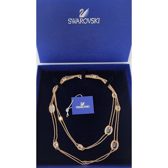 New Swarovski Rose Gold Fragment Multicolor Crystal Double Strand Necklace 2017 - Picture 2 of 16